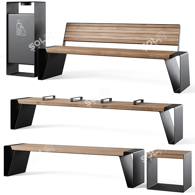 Radium Park Benches Collection 3D model image 1