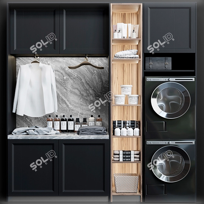 Black Laundry with Home Appliances 3D model image 1