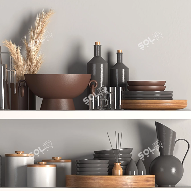 Modern Kitchen Set 2015 Upgrade 3D model image 2