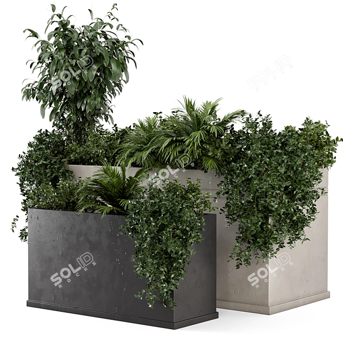 Rusty Concrete Pot Outdoor Plants 3D model image 1