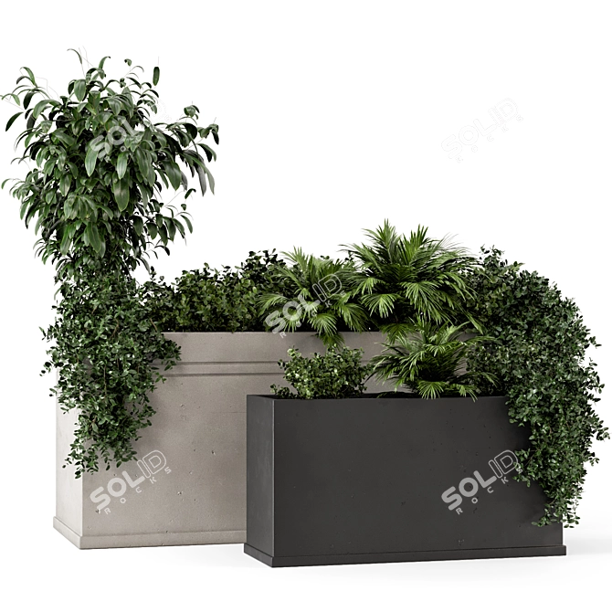 Rusty Concrete Pot Outdoor Plants 3D model image 6