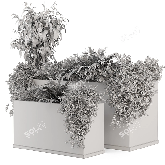 Rusty Concrete Pot Outdoor Plants 3D model image 7