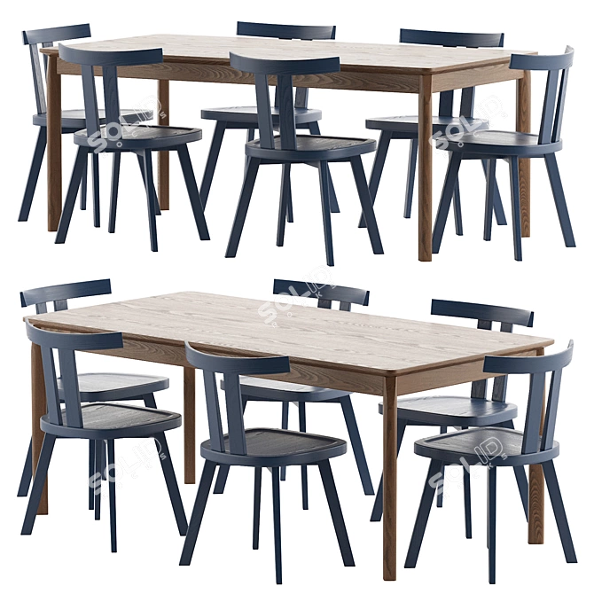 Modern Patch Table Chair Set 3D model image 1