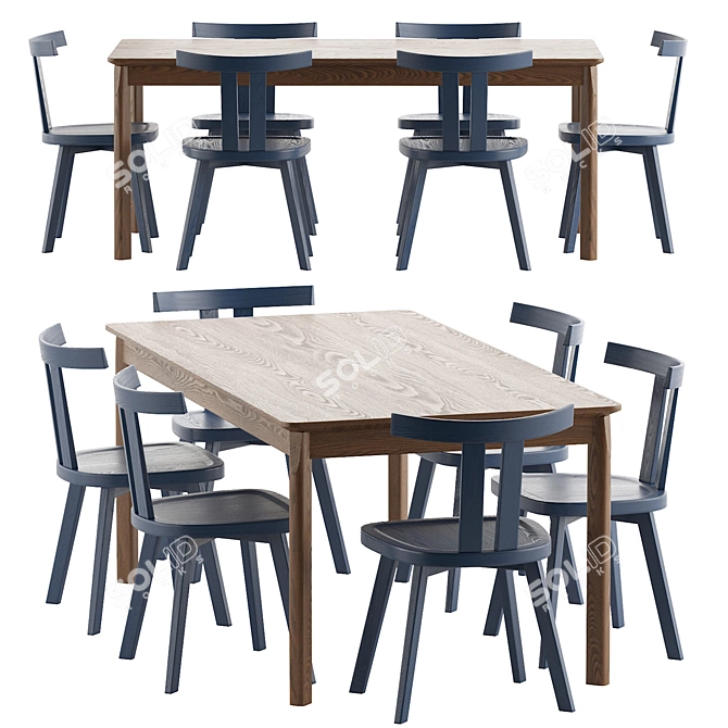 Modern Patch Table Chair Set 3D model image 3