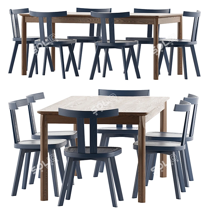 Modern Patch Table Chair Set 3D model image 4