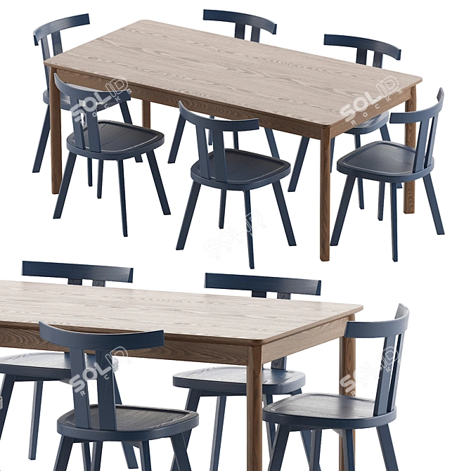 Modern Patch Table Chair Set 3D model image 5