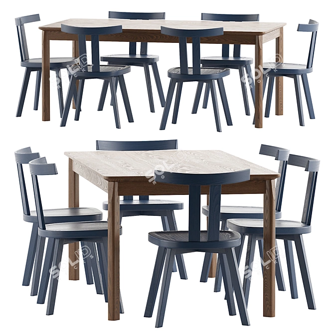 Modern Patch Table Chair Set 3D model image 6