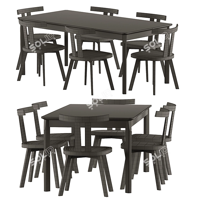 Modern Patch Table Chair Set 3D model image 7