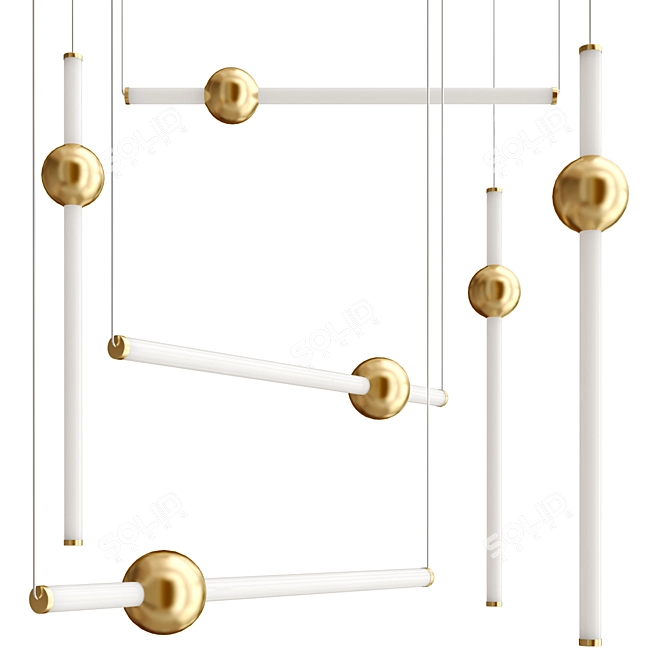 Gold Acrylic LED Pendant Light 3D model image 1