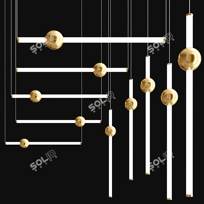 Gold Acrylic LED Pendant Light 3D model image 2