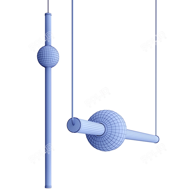 Gold Acrylic LED Pendant Light 3D model image 3