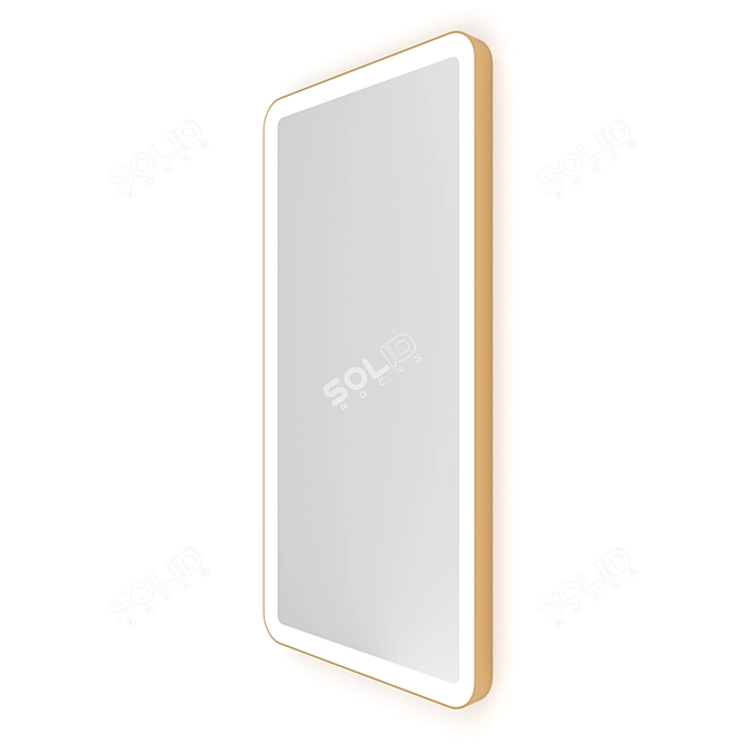 Gold Brass Rectangle Mirror with Front-Lit, 50x100cm 3D model image 1