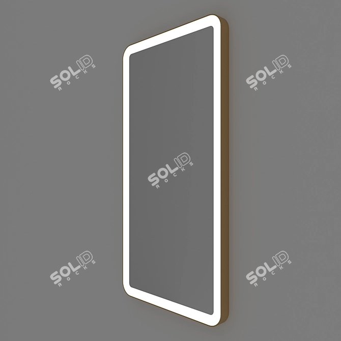 Gold Brass Rectangle Mirror with Front-Lit, 50x100cm 3D model image 3