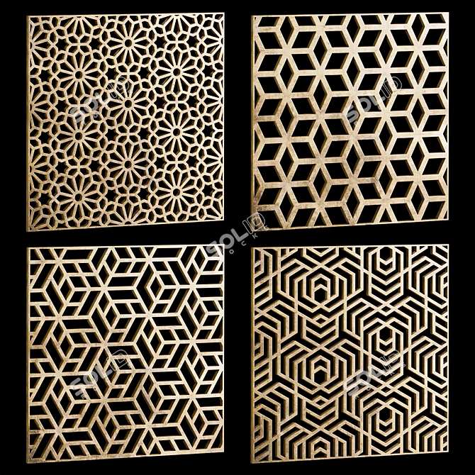 Square Decorative Panel Set 27 3D model image 7