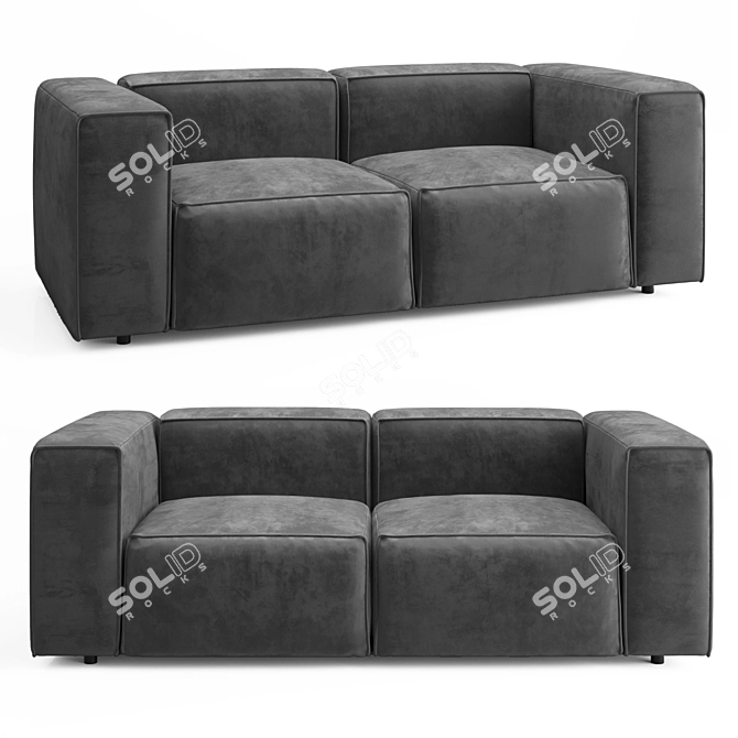 Retro Gray Sofa "Karo 3D model image 1