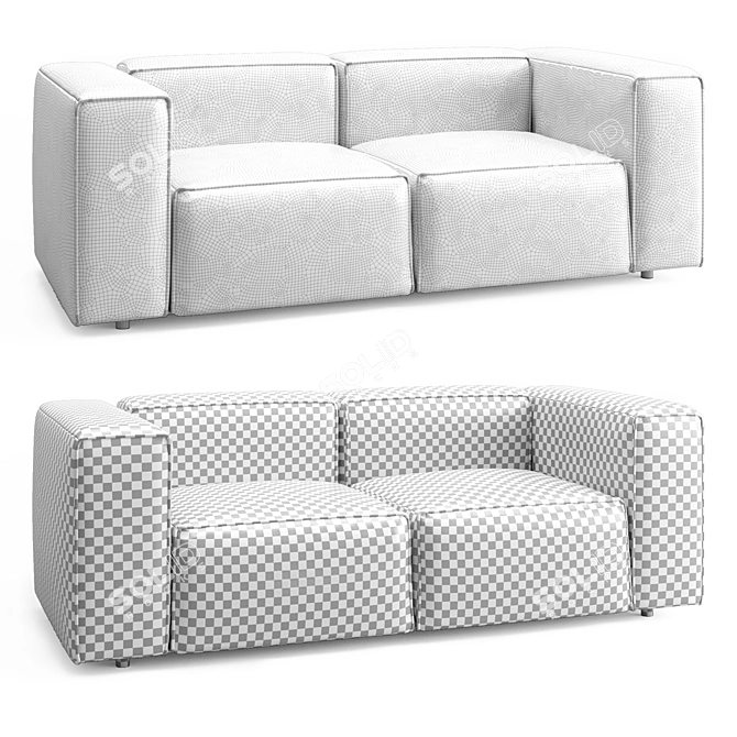 Retro Gray Sofa "Karo 3D model image 3
