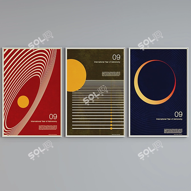 Modern Astronomy Poster Picture Frame Set 3D model image 2