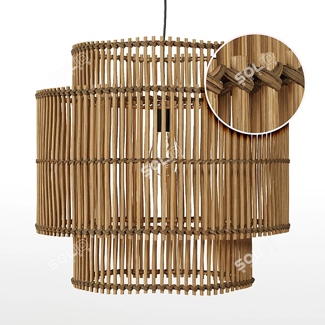 Natural Bamboo Pendant Light 3D model image 1