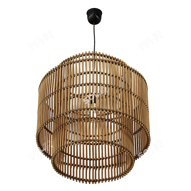 Natural Bamboo Pendant Light 3D model image 2