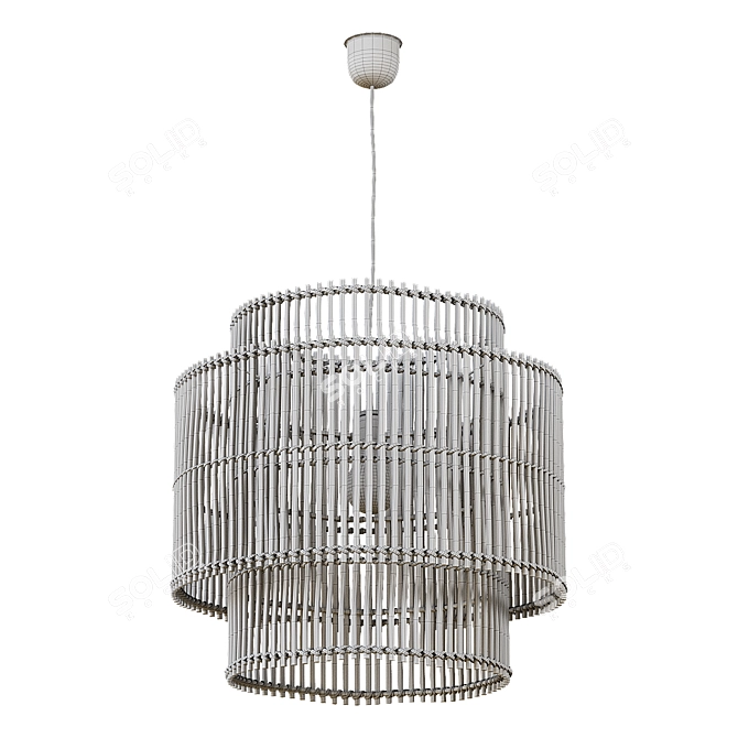 Natural Bamboo Pendant Light 3D model image 4