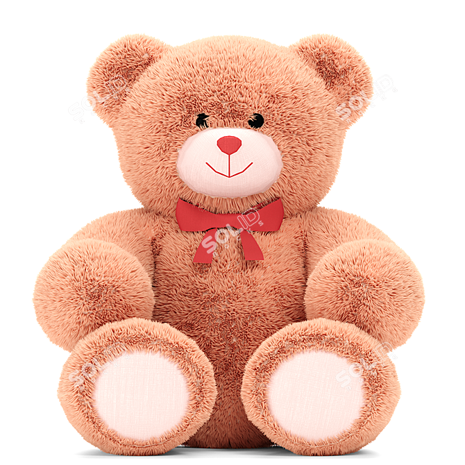 Beige Teddy Bear Plush Toy 3D model image 1