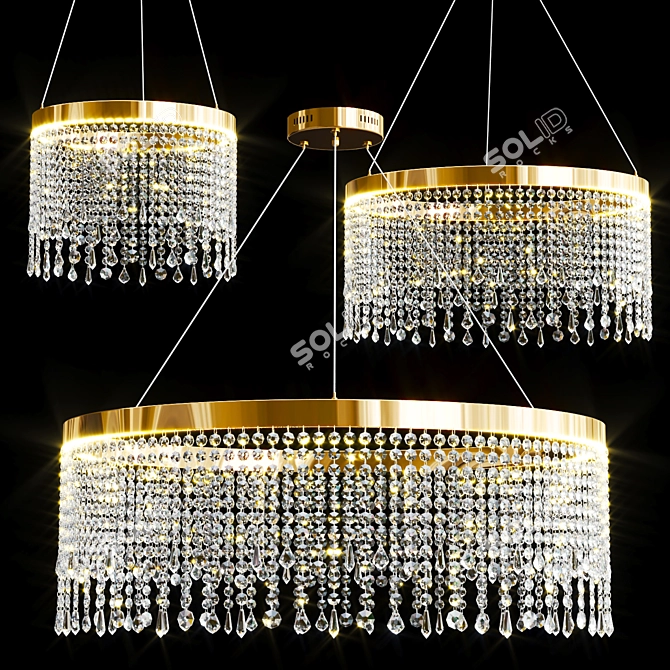 Elegant Crystal Metal Chandelier Collection 3D model image 1