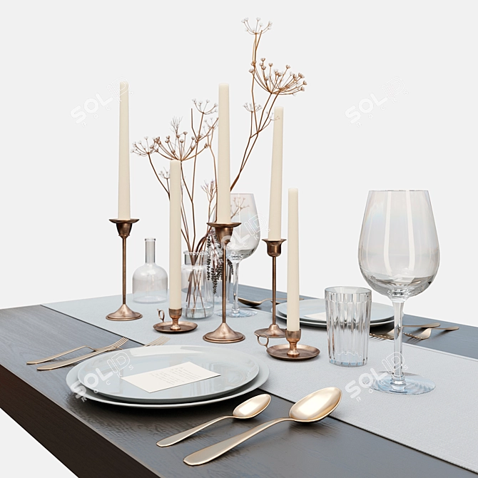 Elegant Table Setting Ensemble 3D model image 1