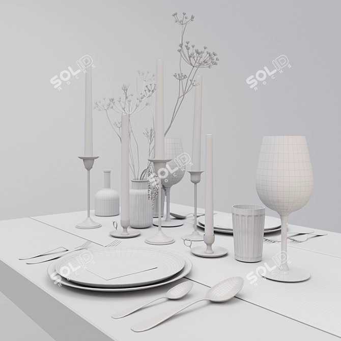 Elegant Table Setting Ensemble 3D model image 2