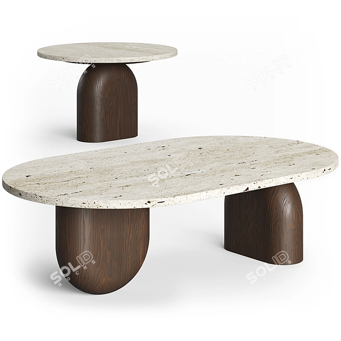 Geometric Wood & Stone Table 3D model image 1