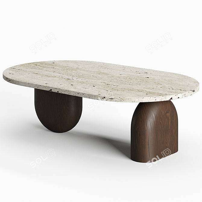 Geometric Wood & Stone Table 3D model image 2