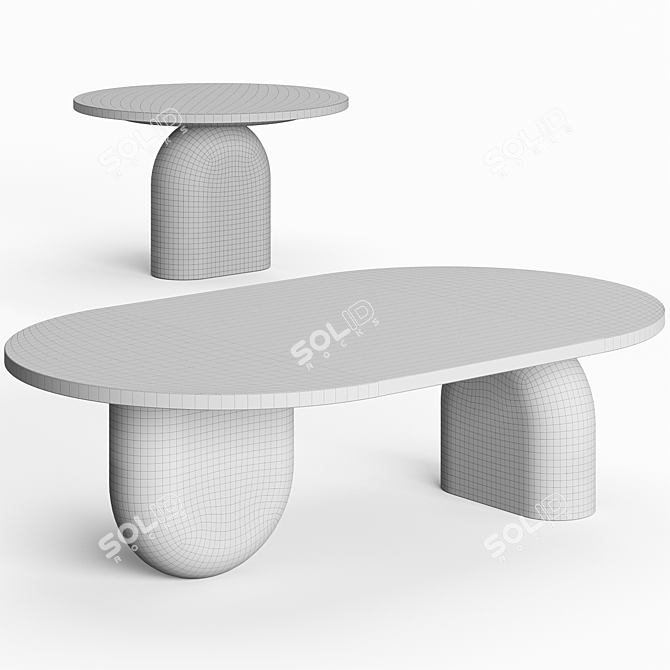 Geometric Wood & Stone Table 3D model image 4