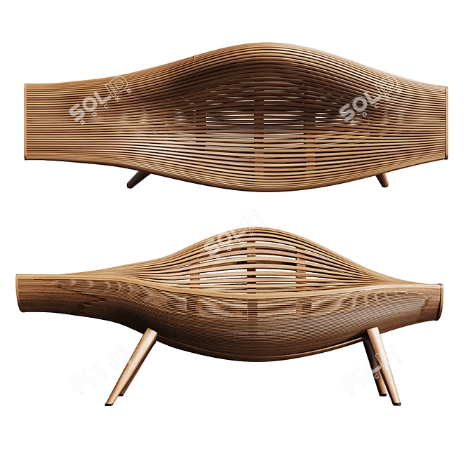 Sculpted Wood Seating Design 3D model image 1