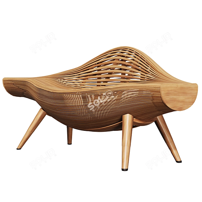 Sculpted Wood Seating Design 3D model image 2