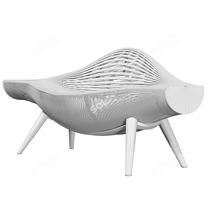 Sculpted Wood Seating Design 3D model image 3