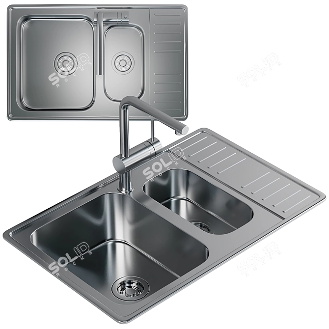 Omoikiri Sagami Stainless Steel Sink 3D model image 1