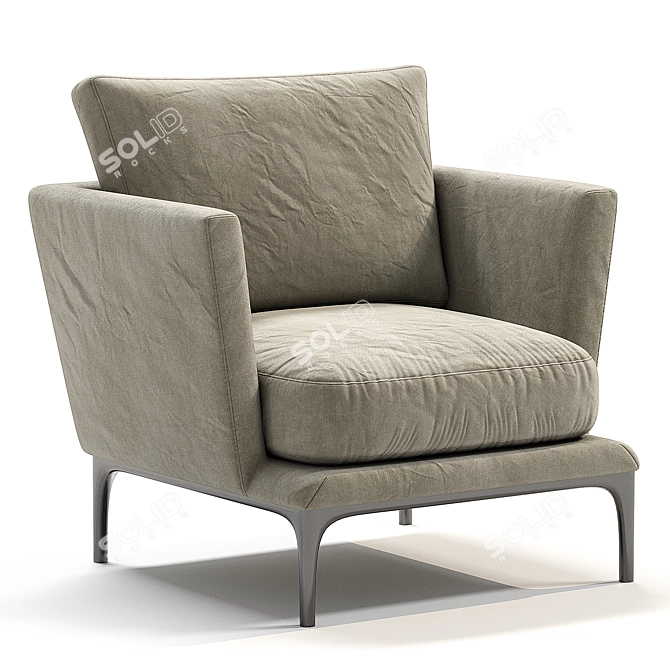 Modern Leather Armchair Atoll 3D model image 1