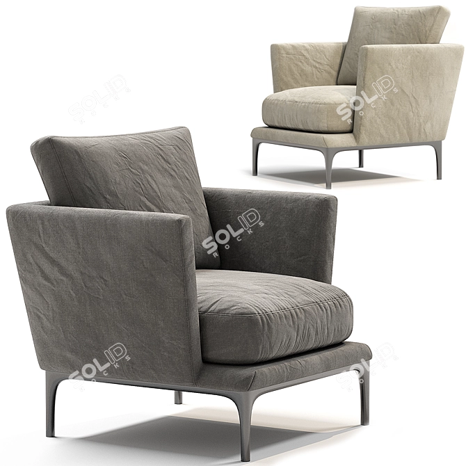 Modern Leather Armchair Atoll 3D model image 2