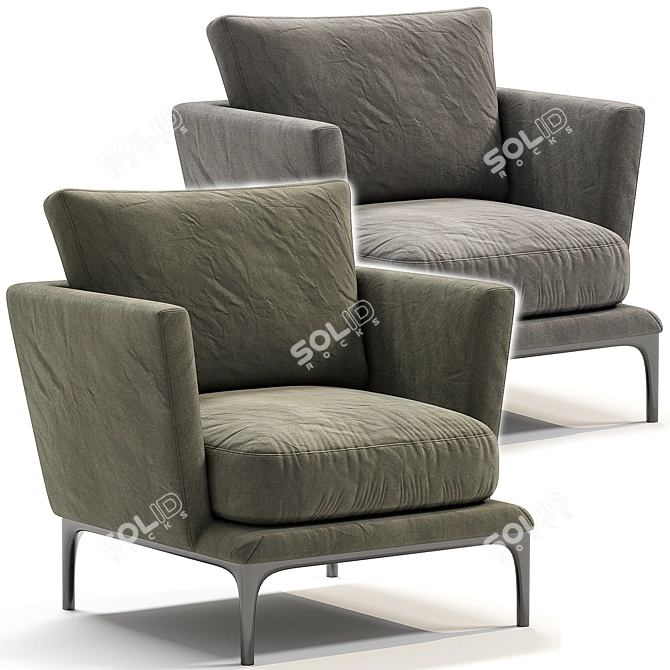 Modern Leather Armchair Atoll 3D model image 3