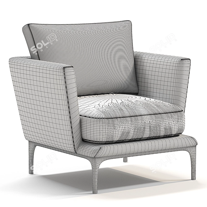 Modern Leather Armchair Atoll 3D model image 5