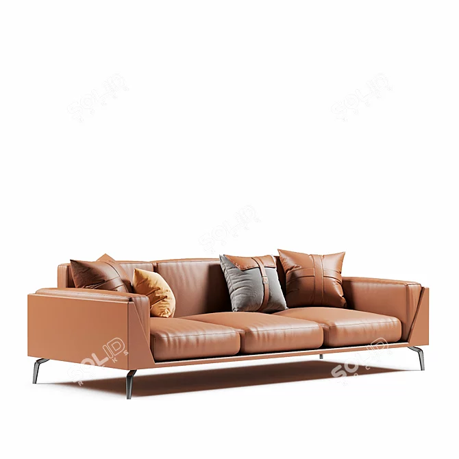 Francesca 3 Seater Leather Sofa 3D model image 4