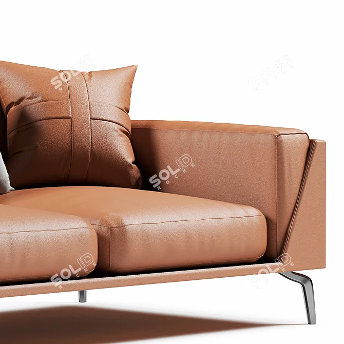 Francesca 3 Seater Leather Sofa 3D model image 5