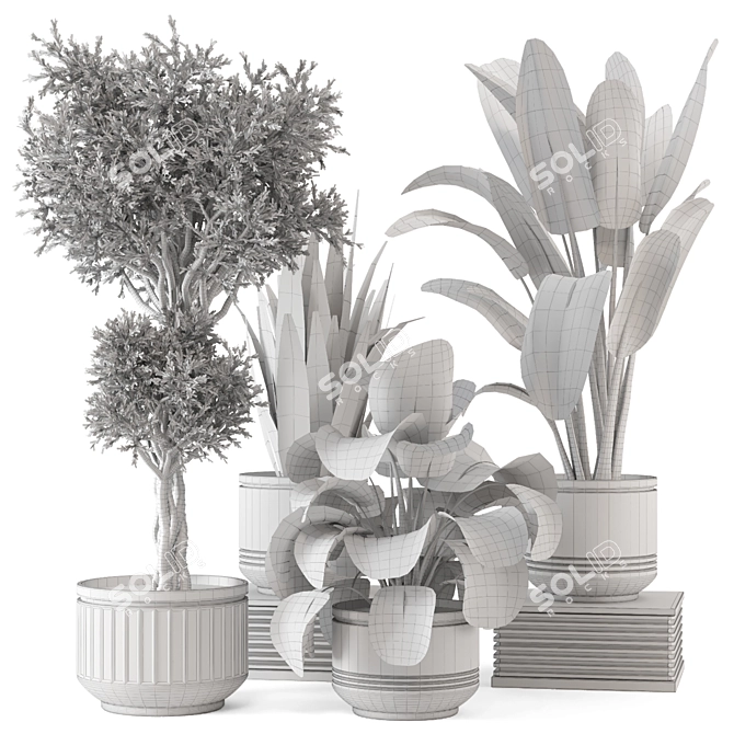 Rusty Concrete Pot Indoor Plants 3D model image 7