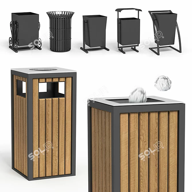 Simple Outdoor Trash Bins 8 3D model image 1