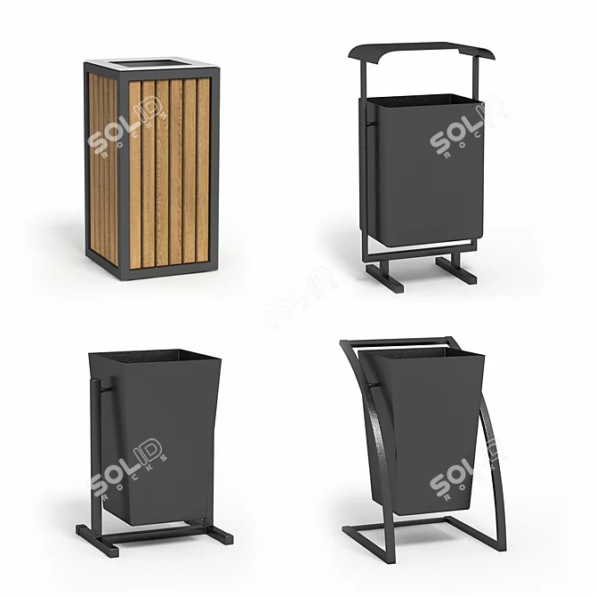 Simple Outdoor Trash Bins 8 3D model image 3