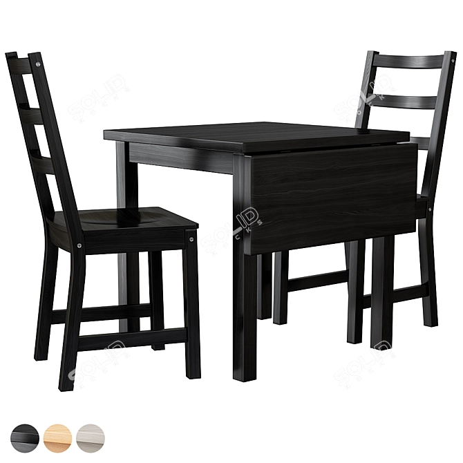 Nordviken Dining Set Black Modern 3D model image 1