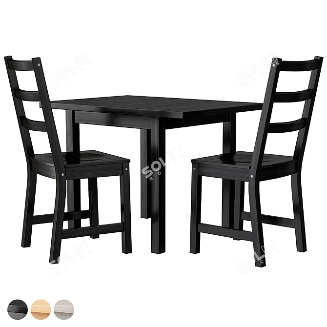 Nordviken Dining Set Black Modern 3D model image 2