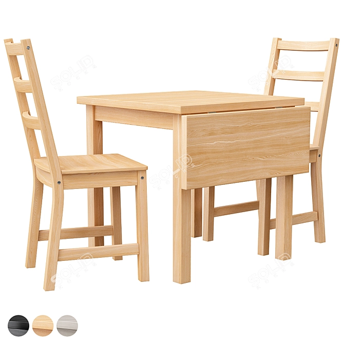 Nordviken Dining Set Black Modern 3D model image 3