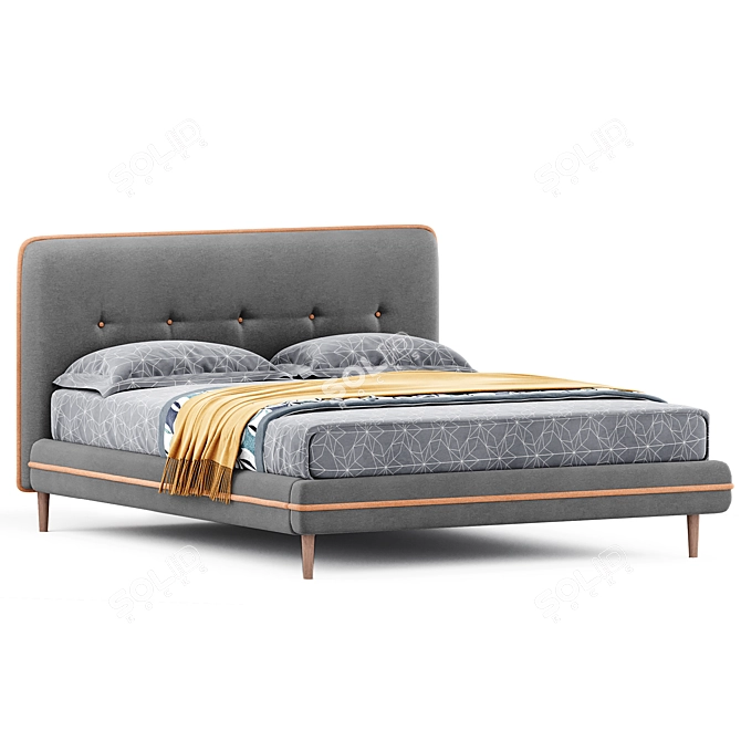 Elegant Madeira Bed in 3 Sizes 3D model image 1