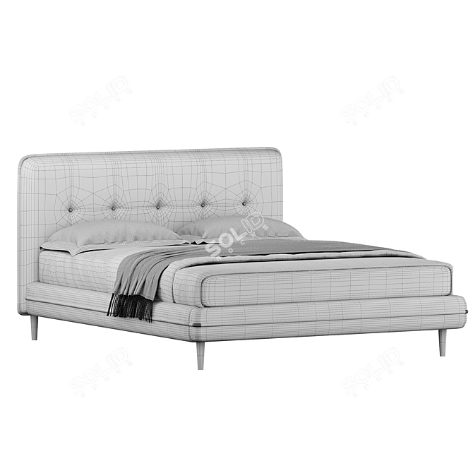 Elegant Madeira Bed in 3 Sizes 3D model image 2