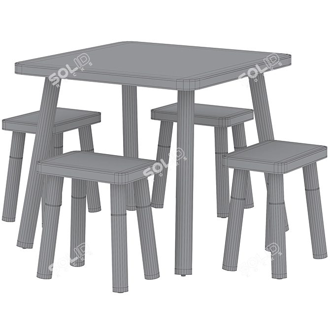 Nico & Yeye Kids Table Set 3D model image 5